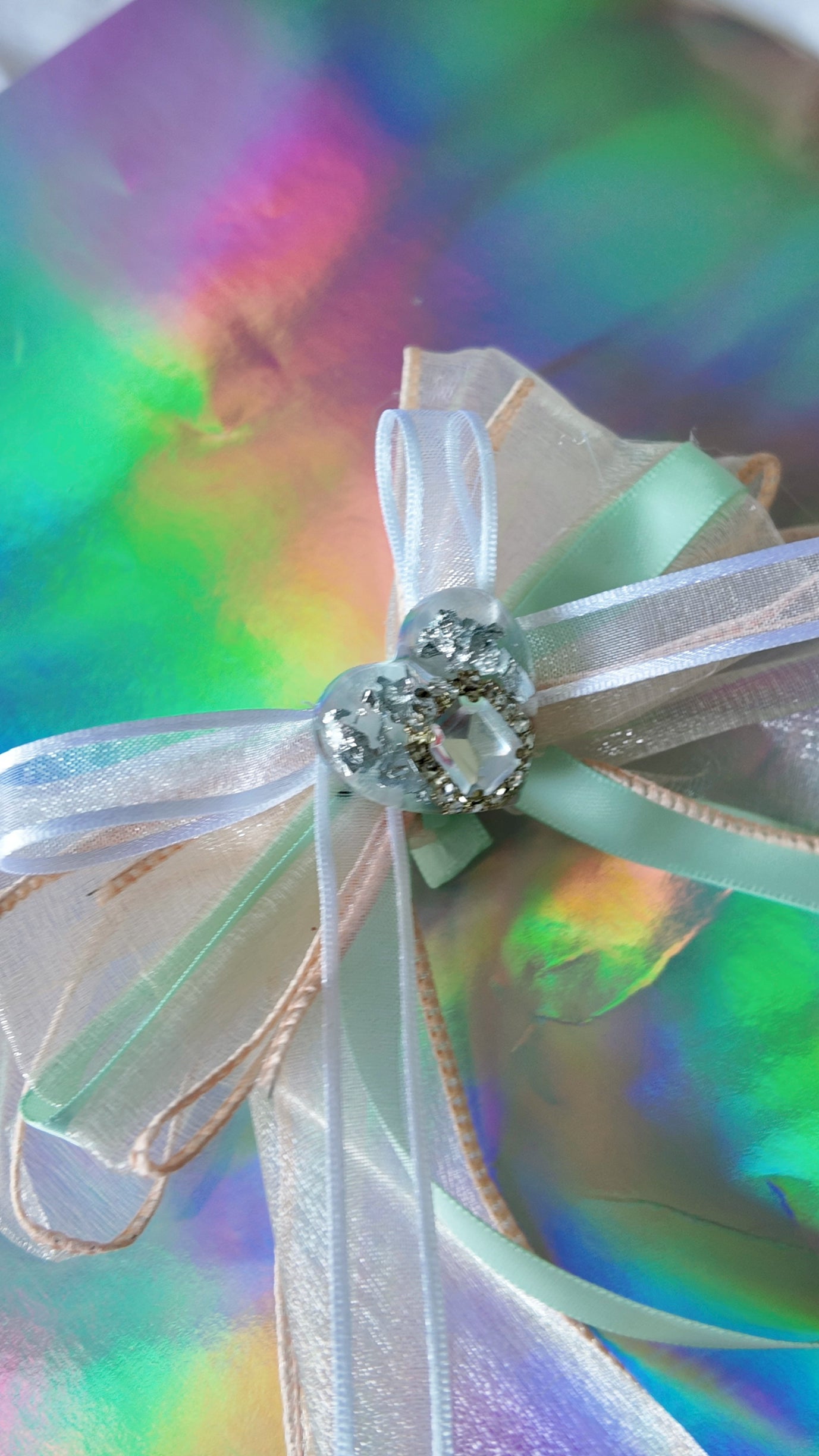 Peach Green tea Ribbon Hairclip