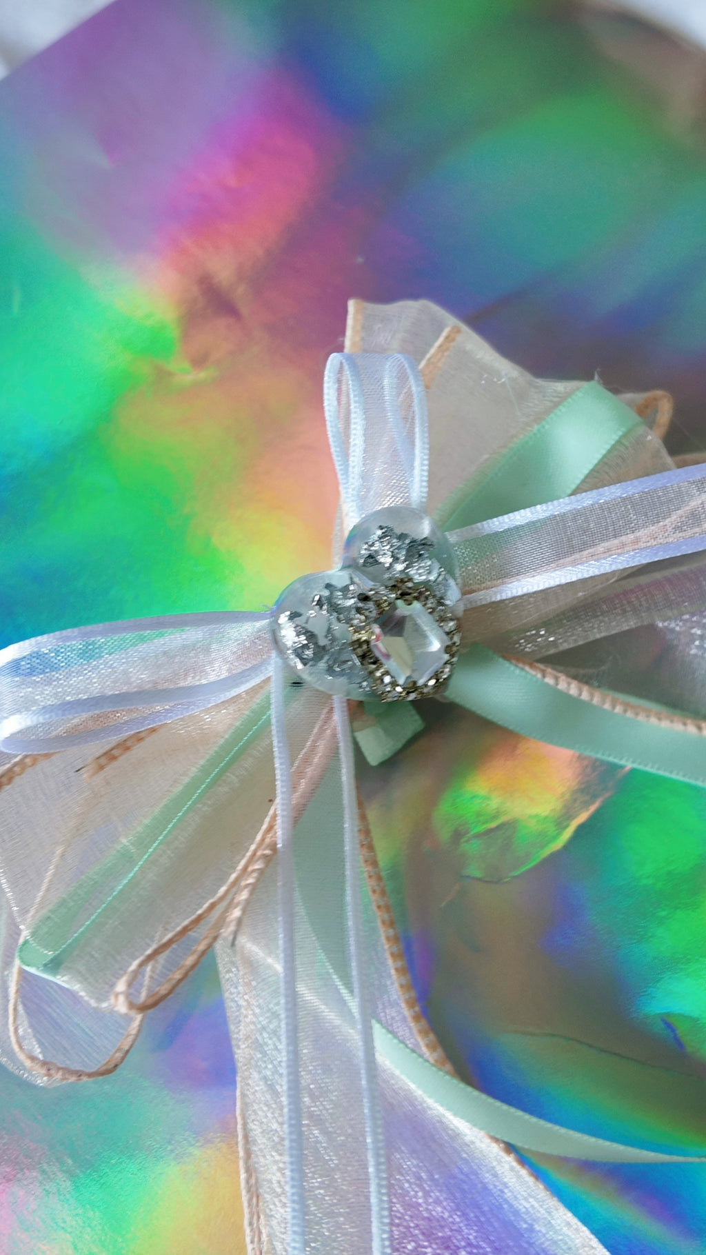 Peach Green tea Ribbon Hairclip