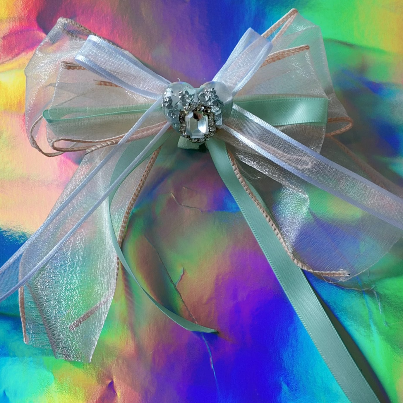 Peach Green tea Ribbon Hairclip
